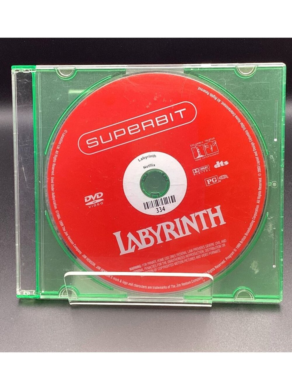 Labyrinth DVD Jim Henson 1986 Disc in Jewel Case